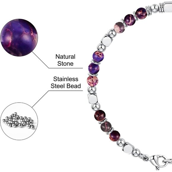 Lilac Boho Beaded Bracelets for Women Trendy Jewelry Gifts for Lover, Mom - Picture 5 of 7